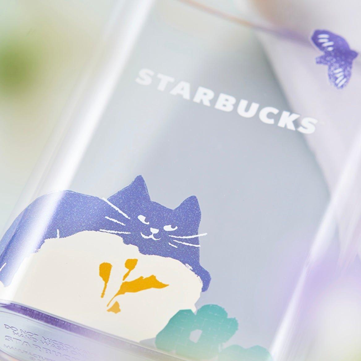 Starbucks 414ml/14oz Flowery Cat Plastic Bottle - Ann Ann Starbucks