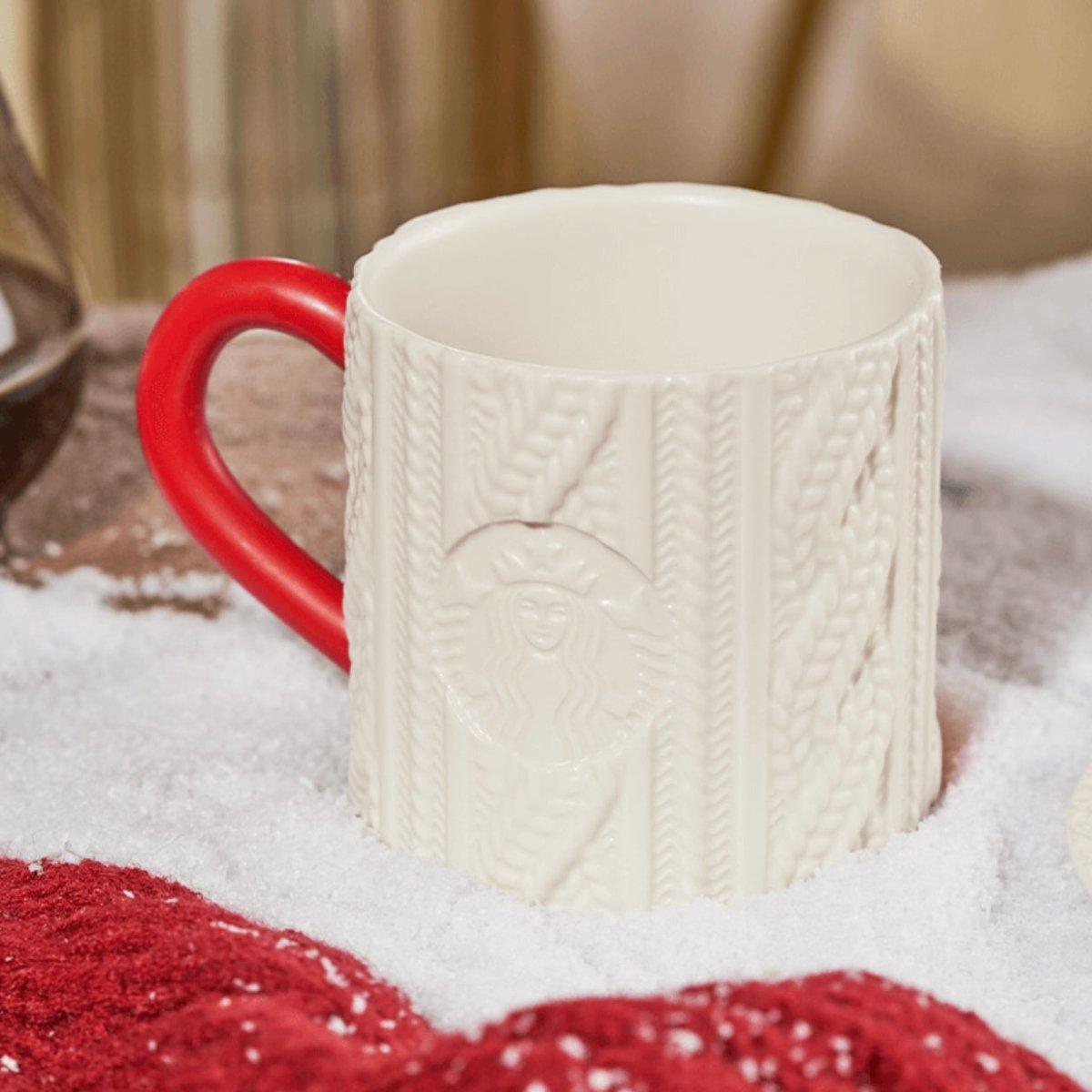 Starbucks 425ml/14oz Embossed Knitted Yarn Ceramic Cup - Ann Ann Starbucks