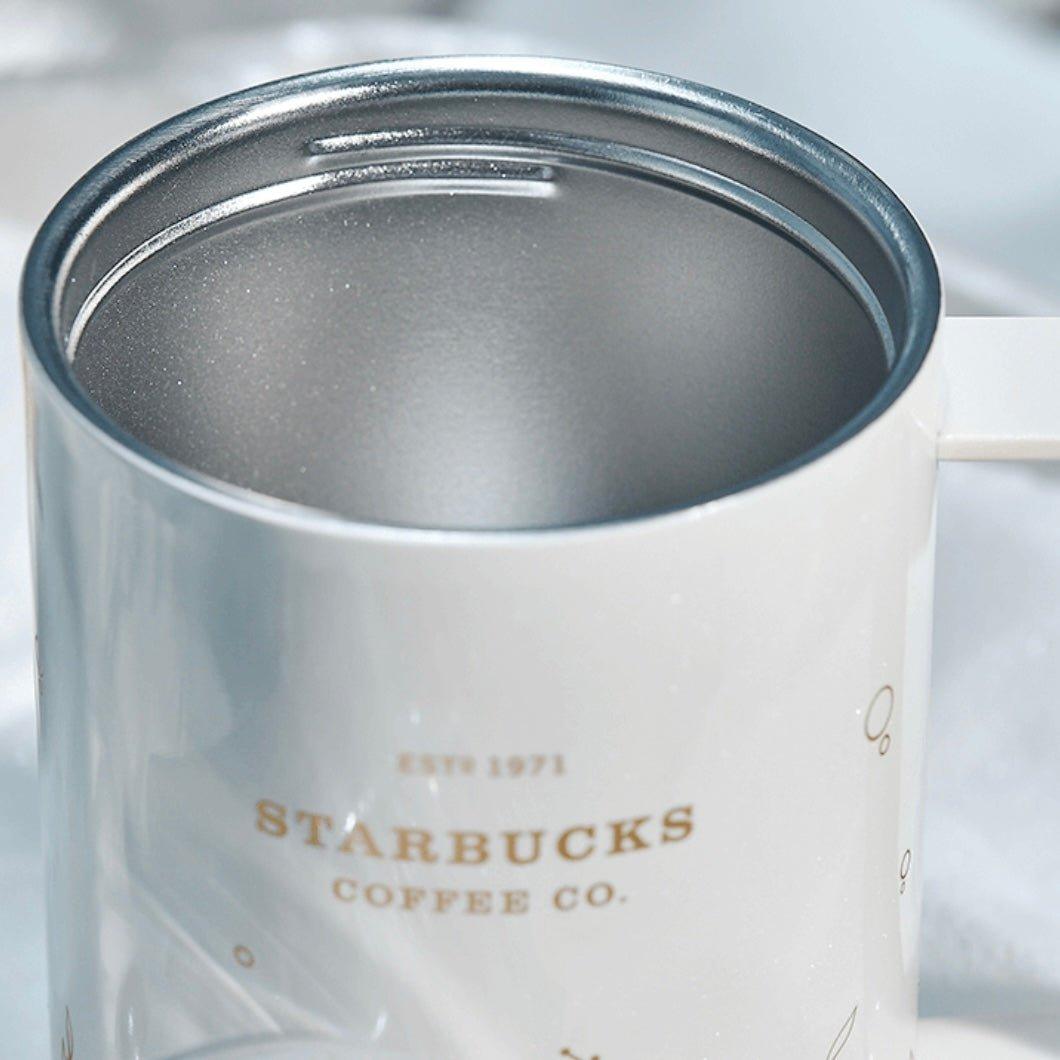 Starbucks 425ml/14oz White Gold Stainless Steel Double-Opening Travelling Mug - Ann Ann Starbucks