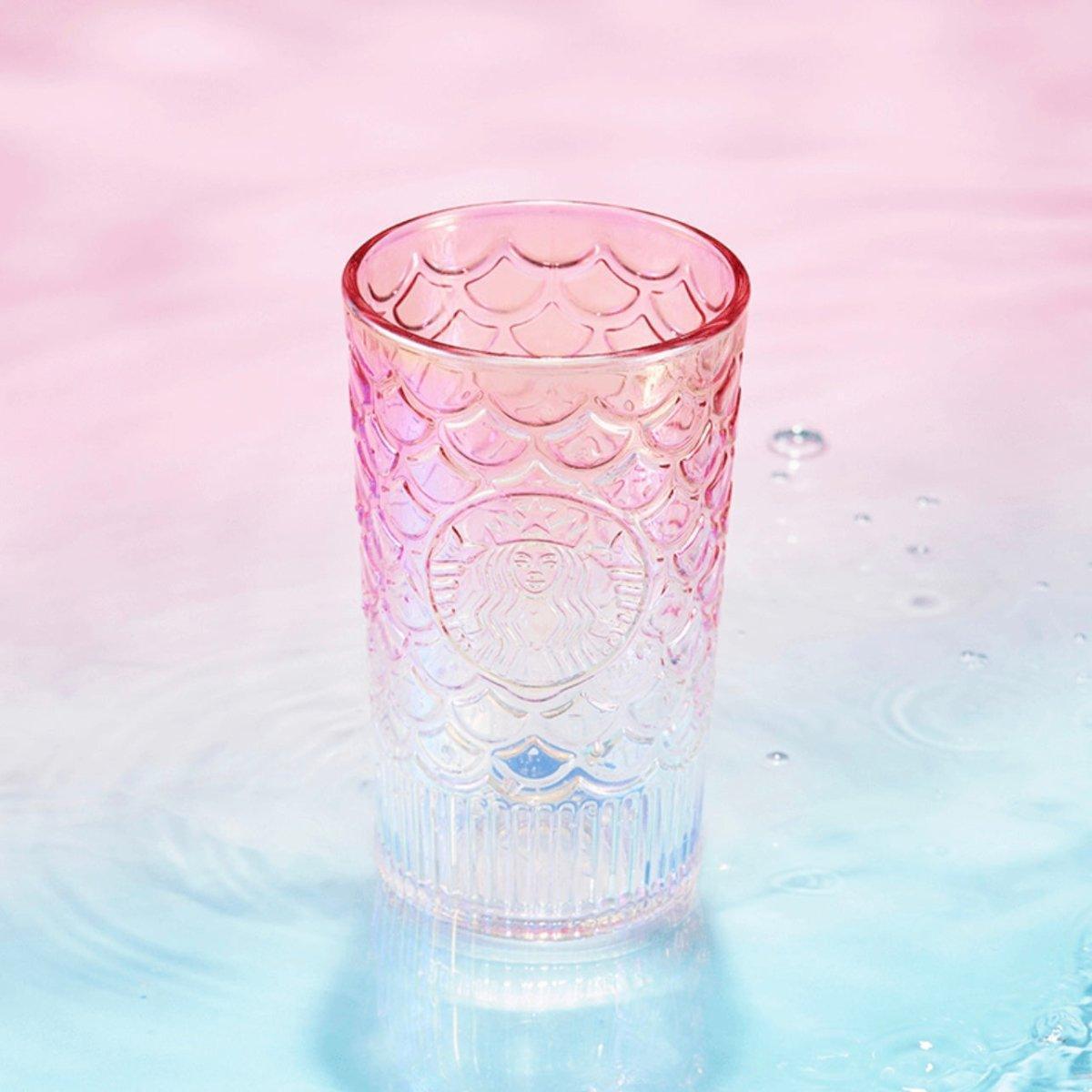 Starbucks 450ml/15oz Anniversary Phantom Pink Gradient Mermaid Scale Crafted Glass Cup - Ann Ann Starbucks