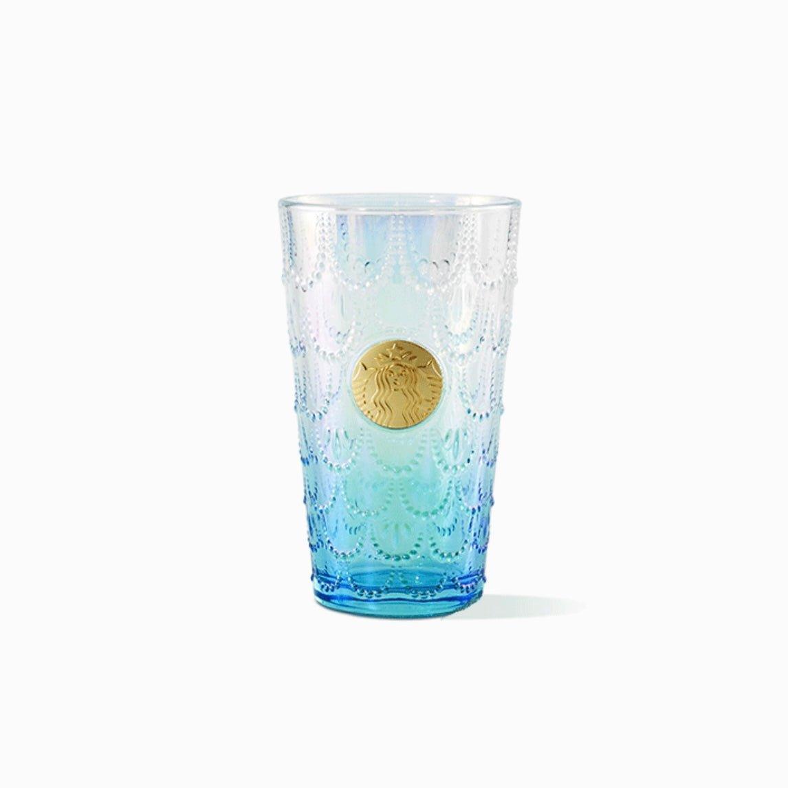 Starbucks 460/15oz Anniversary Ocean Gradient Mermaid Scale Crafted Glass Cup - Ann Ann Starbucks