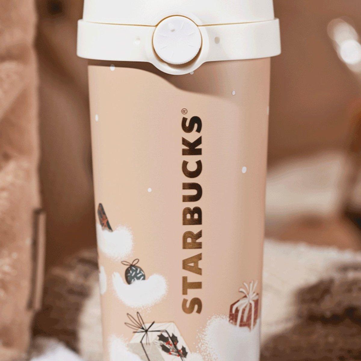 Starbucks 473ml/16oz Brown Stainless Steel Travelling Cup with Furry Sleeve - Ann Ann Starbucks