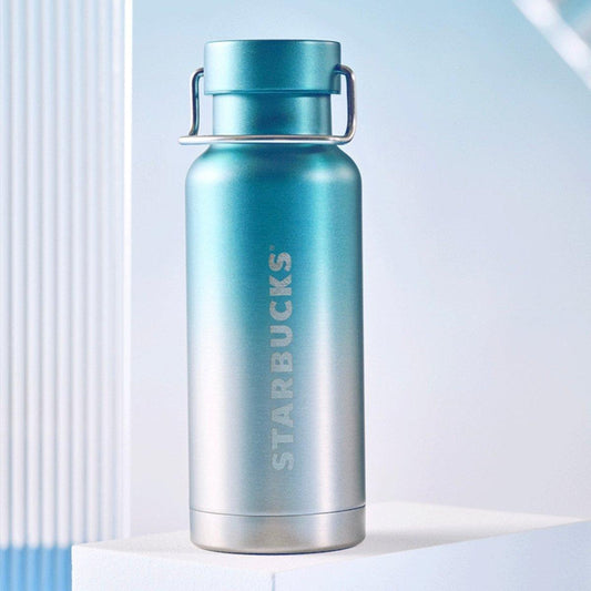 Starbucks 473ml/16oz Gradient Silver-Blue Thermos Bottle - Ann Ann Starbucks