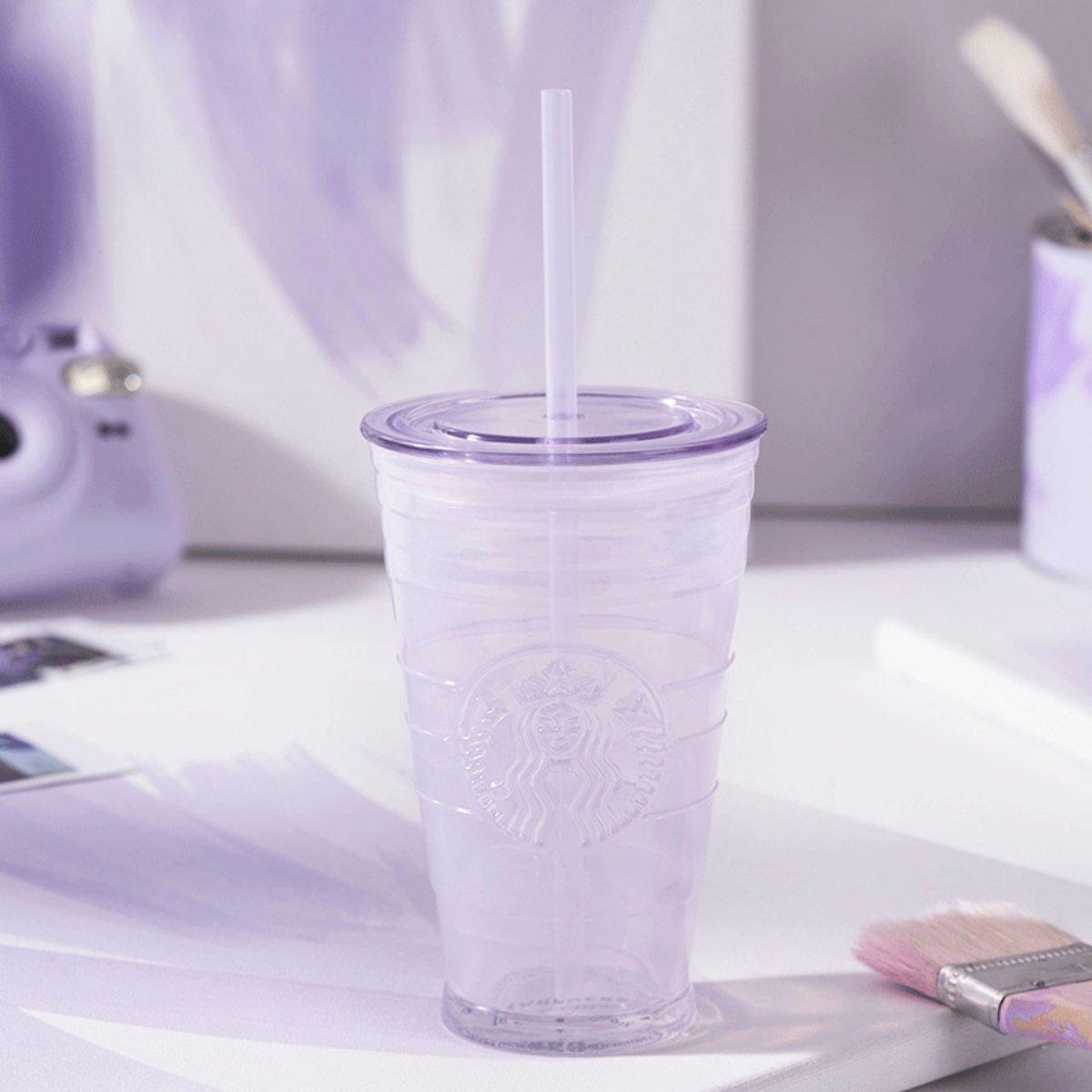 Starbucks 473ml/16oz Minimalistic Transparent Purple Glass Cup - Ann Ann Starbucks