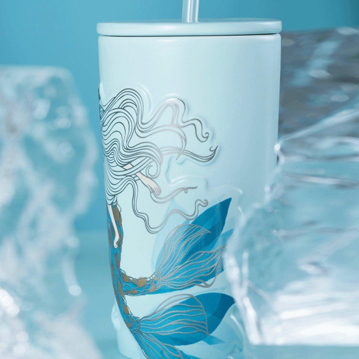 Starbucks 535ml/18oz Anniversary Ocean Starry Mermaid Ceramic Tumbler with Straw - Ann Ann Starbucks