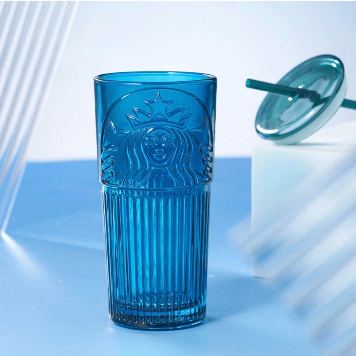 Starbucks 550ml/19oz Blue Mermaid Glass Cup - Ann Ann Starbucks