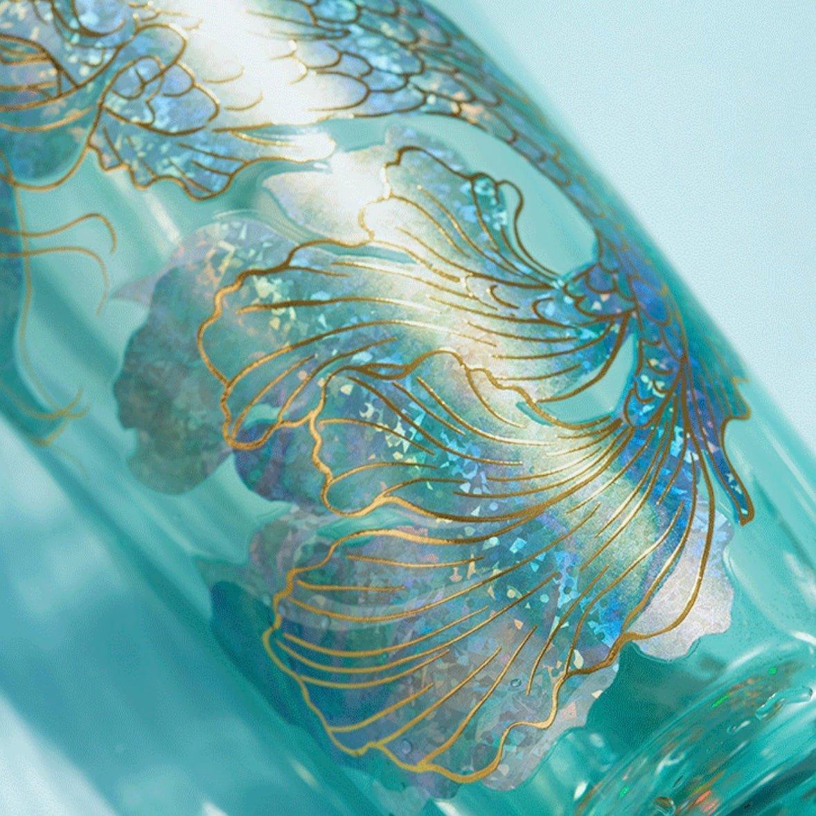 Starbucks 591ml/20oz Anniversary Ocean Double-walled Green Mermaid Goddess Glass Cup with Straw - Ann Ann Starbucks