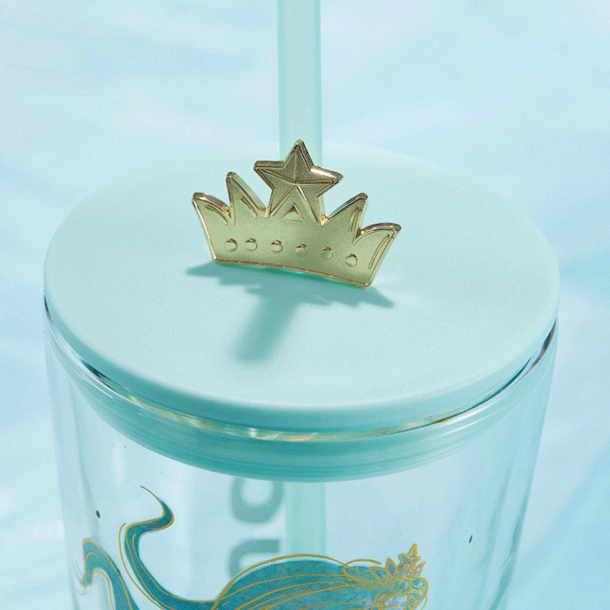 Starbucks 591ml/20oz Anniversary Ocean Double-walled Green Mermaid Goddess Glass Cup with Straw - Ann Ann Starbucks