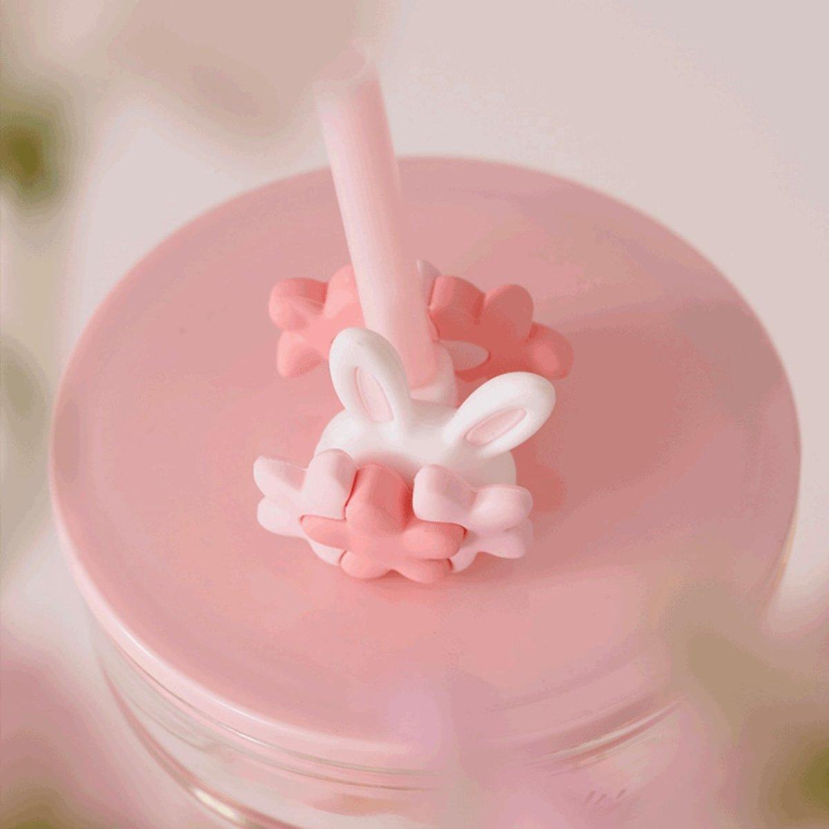 Starbucks 591ml/20oz Bunny Flora Doubled-Wall Glass Straw Cup - Ann Ann Starbucks