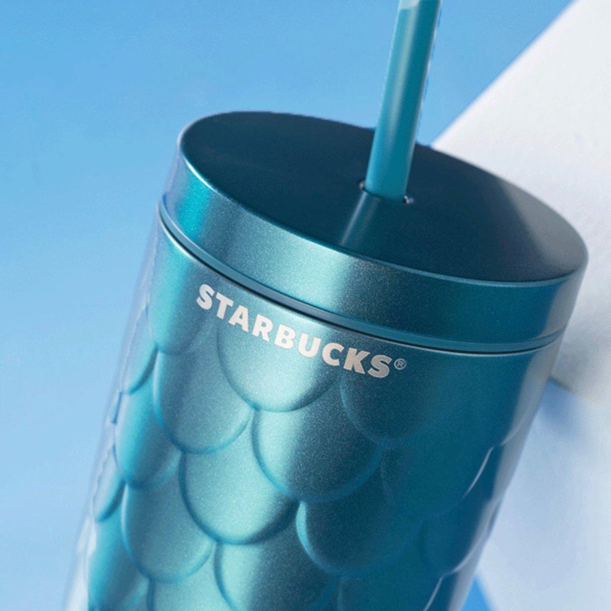 Starbucks 591ml/20oz Gradient Blueish Green Mermaid Scale Stainless Steel Straw Cup - Ann Ann Starbucks