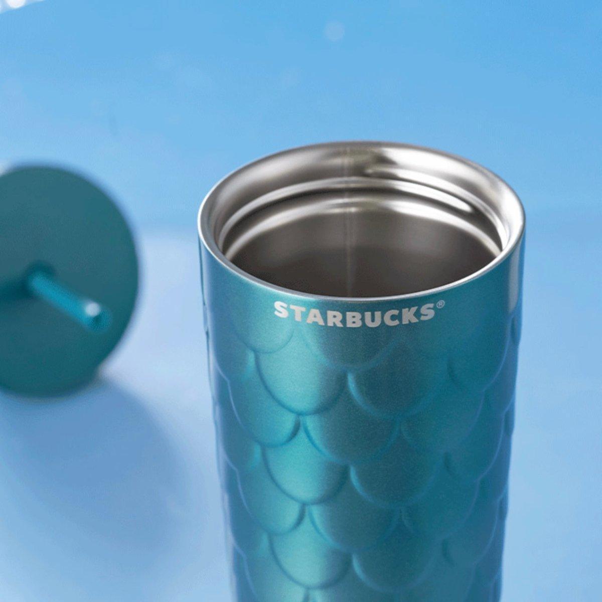 Starbucks 591ml/20oz Gradient Blueish Green Mermaid Scale Stainless Steel Straw Cup - Ann Ann Starbucks