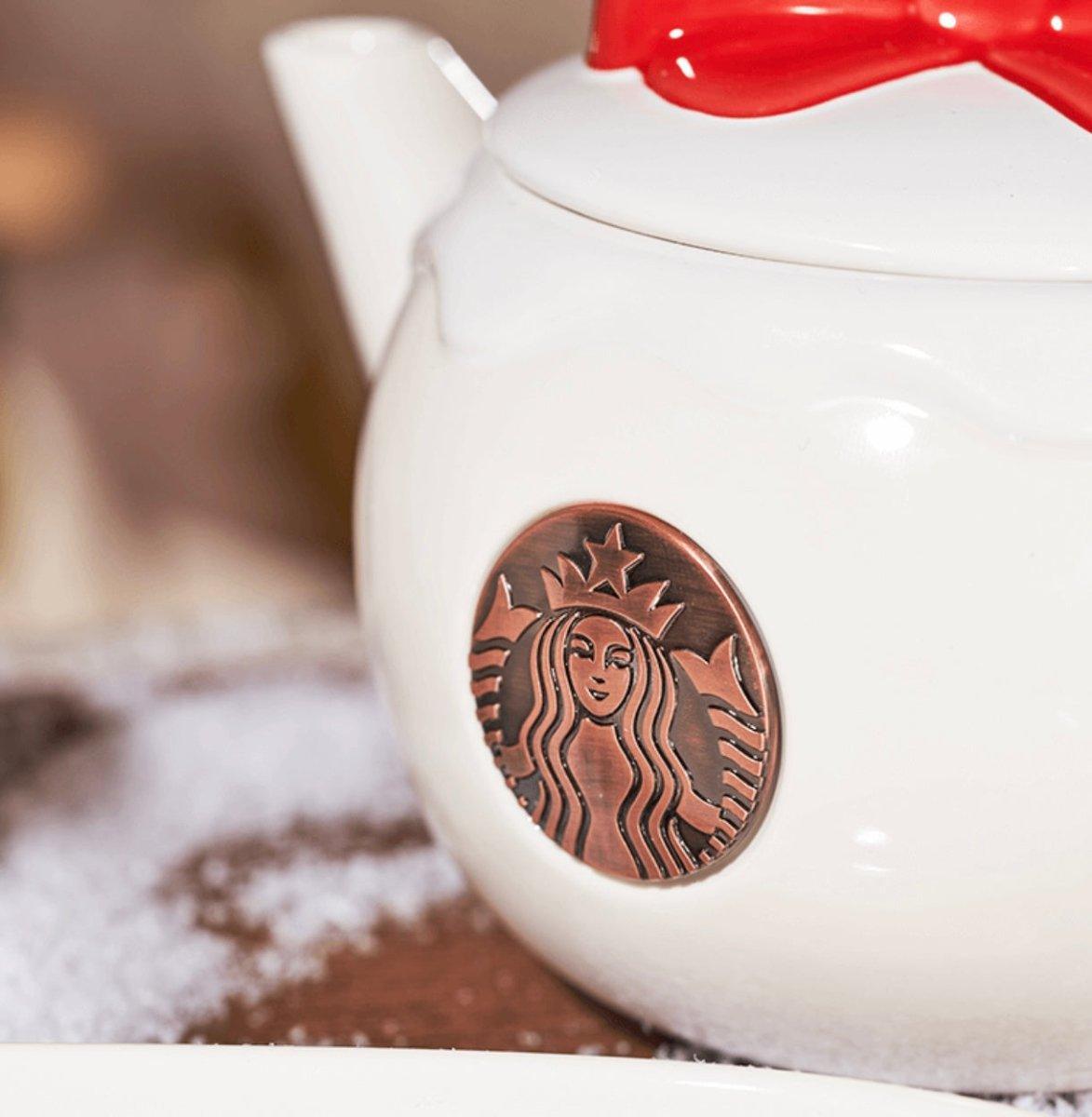 Starbucks 610ml/21oz Red Ribbon Ceramic Teapot and Cup with Saucer - Ann Ann Starbucks