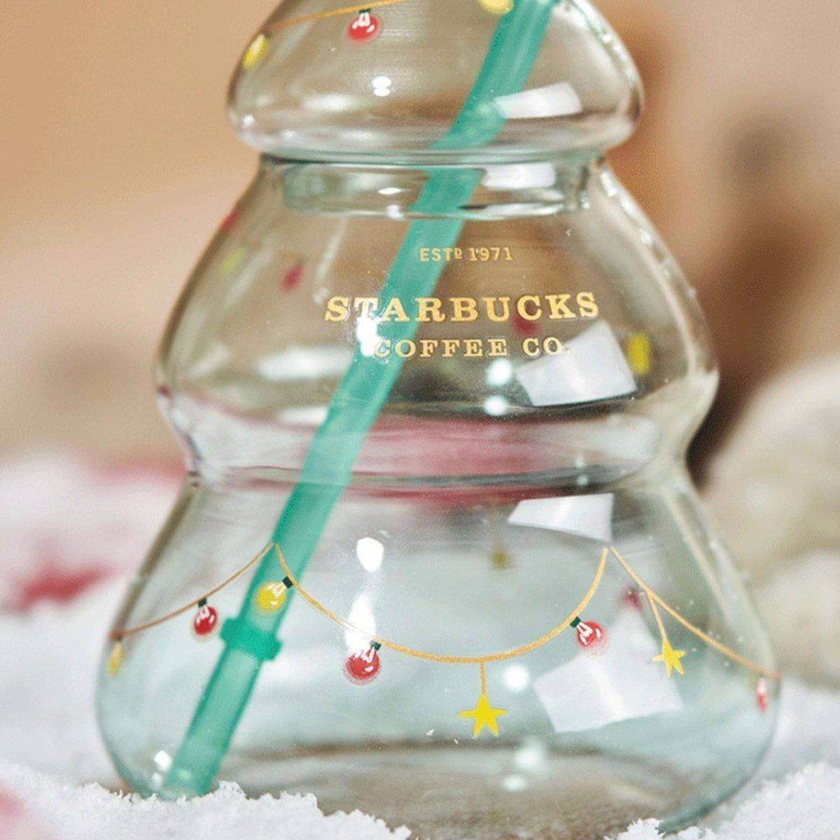 Starbucks 640ml/22oz Christmas Tree Glass Cup with Straw - Ann Ann Starbucks