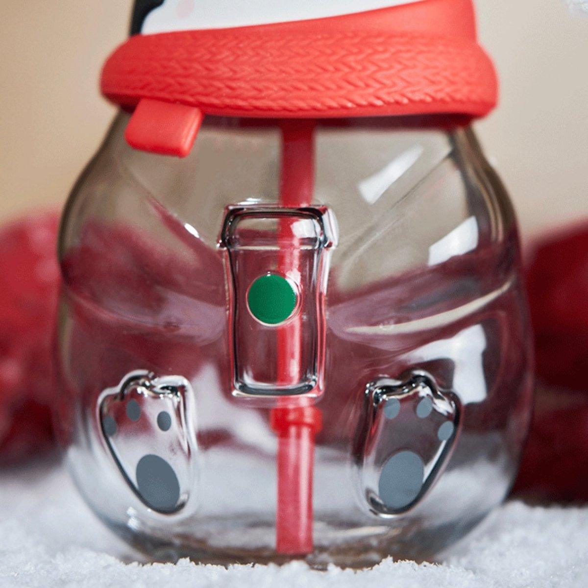 Starbucks 650ml/22oz Snowflake Penguin Glass Cup with Straw - Ann Ann Starbucks