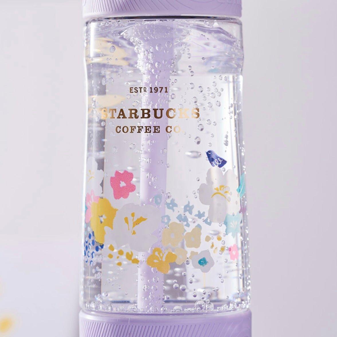 Starbucks 700ml/24oz Transparent Flowery Plastic Sippy Bottle - Ann Ann Starbucks