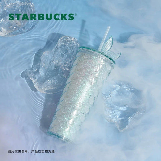 Starbucks 710mo/24oz Blue Glitter Mermaid Tail Straw Cup - Ann Ann Starbucks