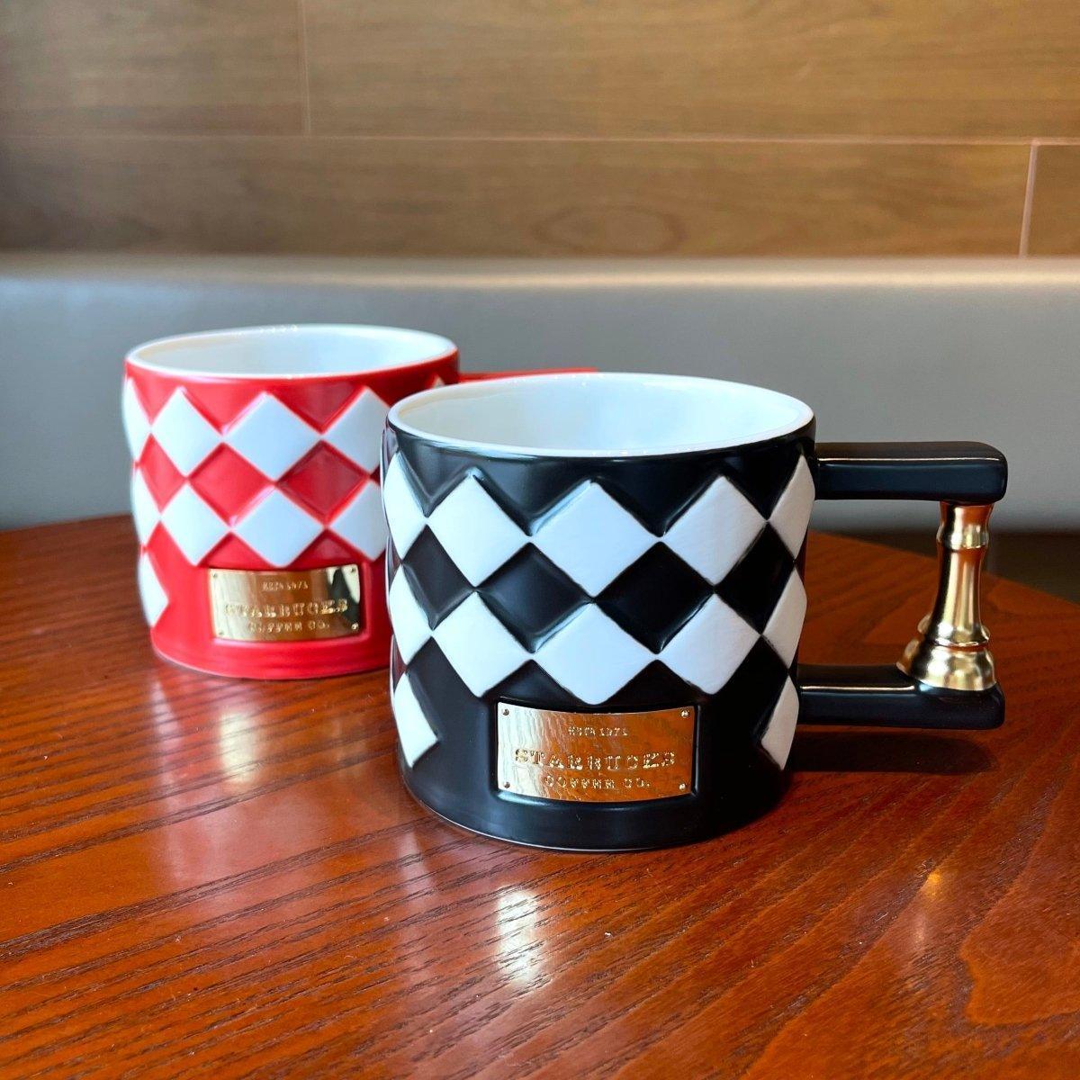 Starbucks Black and Red Checkered Couple Ceramic Mugs 355ml / 12oz - Ann Ann Starbucks