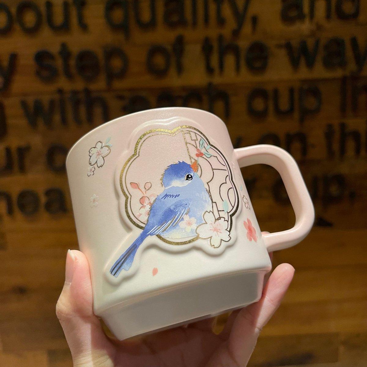 Starbucks Blue Bird Sakura Ceramic Mug 435ml/14,71oz - Ann Ann Starbucks