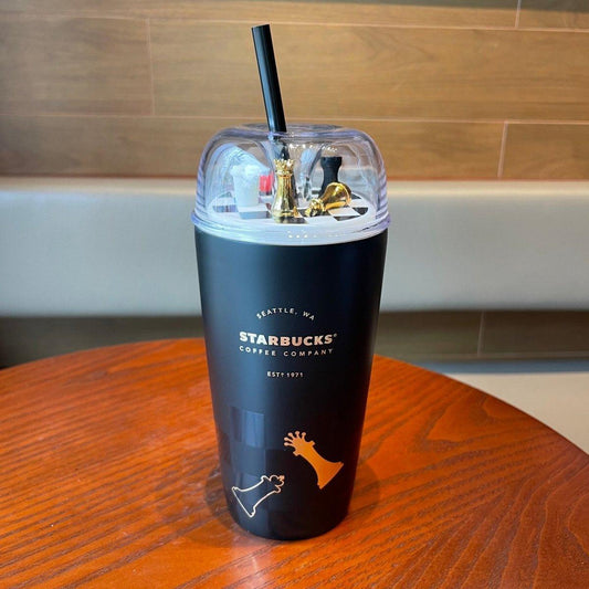 Starbucks Chess Themed Dome Stainless Steel Straw Cup 473ml / 15,99oz - Ann Ann Starbucks