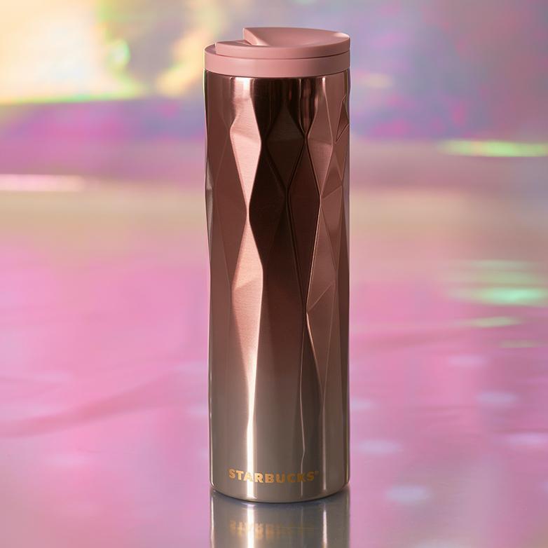 Starbucks China 2021 Pink Grey Gradient Stainless Steel 16oz Tumbler (Starbucks Pink Rose Gold Christmas 2021) - Ann Ann Starbucks