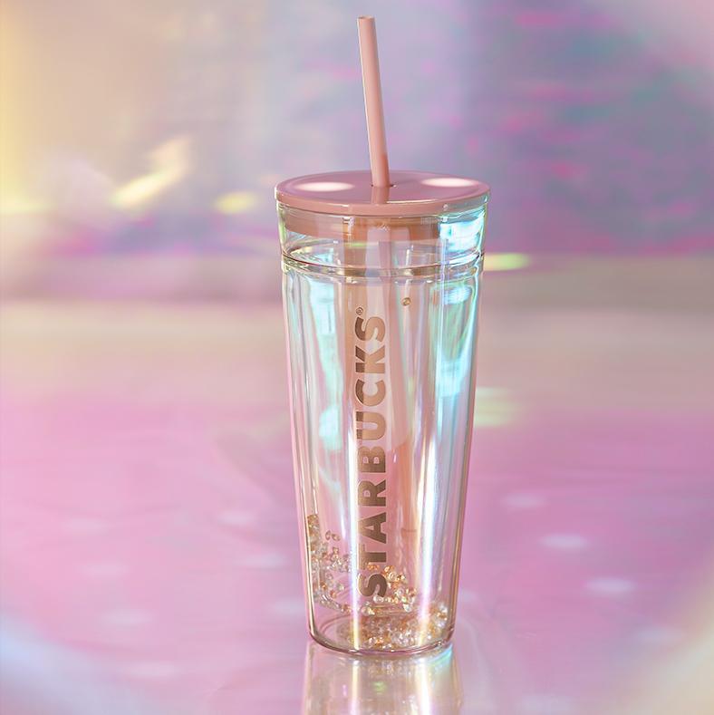 Starbucks China 2021 Pink Rose Gold 20oz Double Wall Glass Straw Cup (Starbucks Pink Rose Gold Christmas 2021) - Ann Ann Starbucks