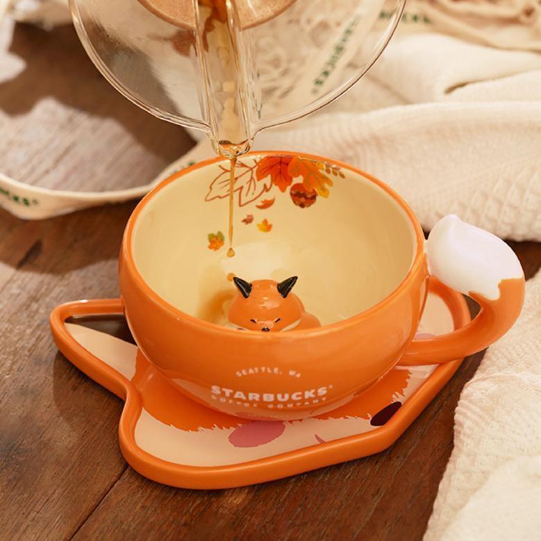 Starbucks China - Foxy Mug 350ml and Saucer (Autumn Forest Edition) - Ann Ann Starbucks