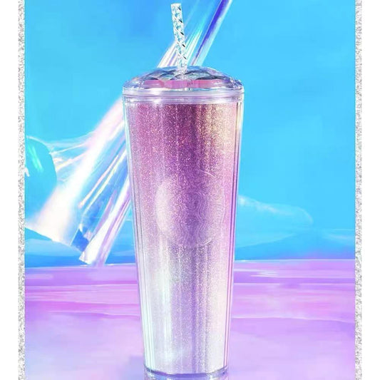 Starbucks Christmas Pink Ombre Glitter Dome Straw Cup - Ann Ann Starbucks