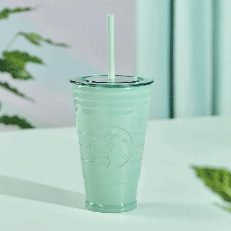 Starbucks Goddess Logo Mint Green Straw Glass Cup Tumbler (Starbucks China Mint 2021 Edition) - Ann Ann Starbucks