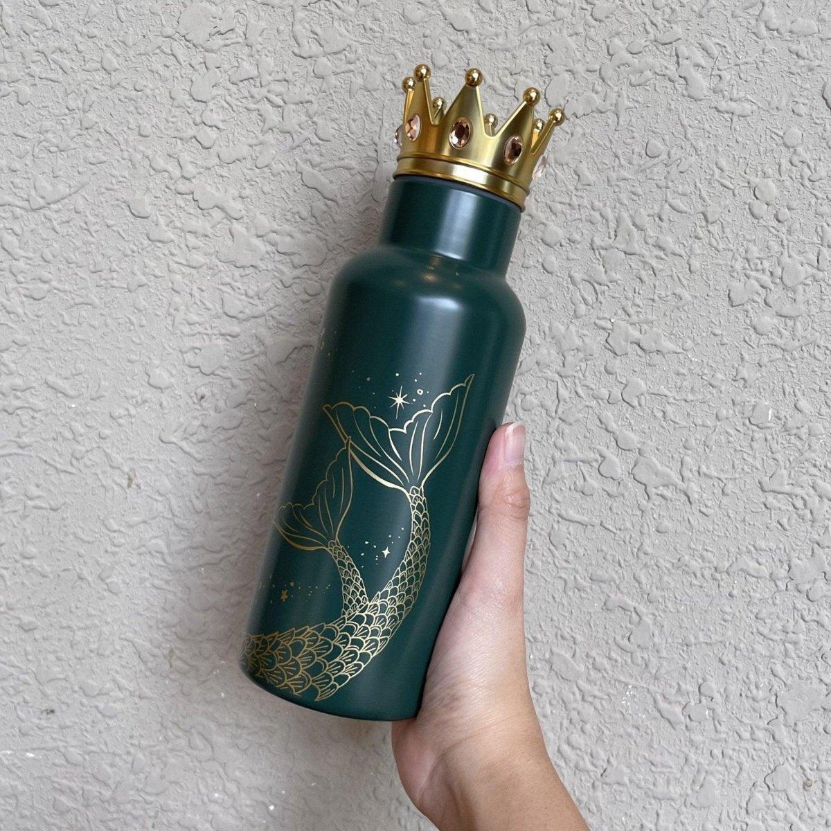 Starbucks Green Stainless Steel Mermaid Tail Bottle with Crown Lid (Starbucks 50th Anniversary Edition) - Ann Ann Starbucks