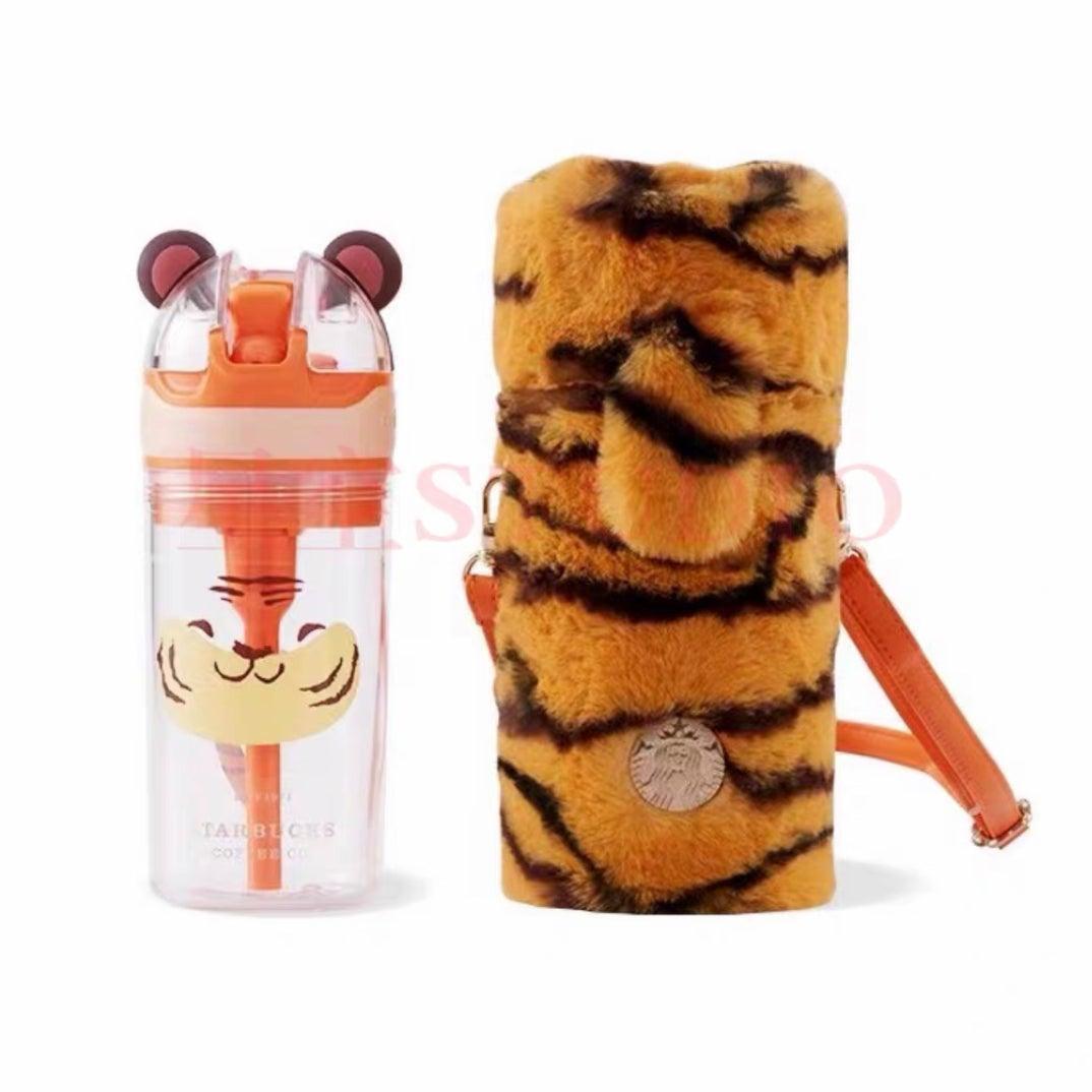 Starbucks Orange Tiger Fur Bag with Tiger Bottle Set 500ml/ 16,91oz - Ann Ann Starbucks