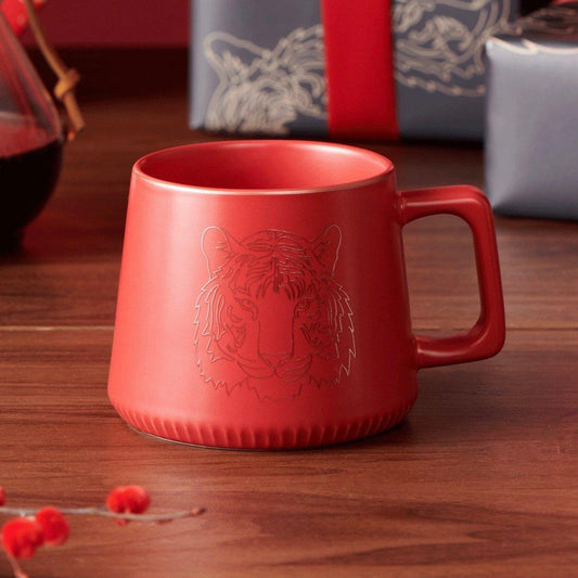 Starbucks Reserve Red Embossed Tiger Head Ceramic Mugs 355ml/12oz - Ann Ann Starbucks