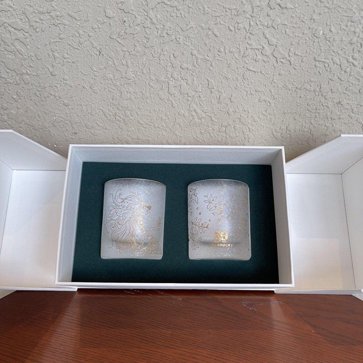 Starbucks Set of 2 Glass Cups in Box (Starbucks 50th Anniversary Edition) - Ann Ann Starbucks