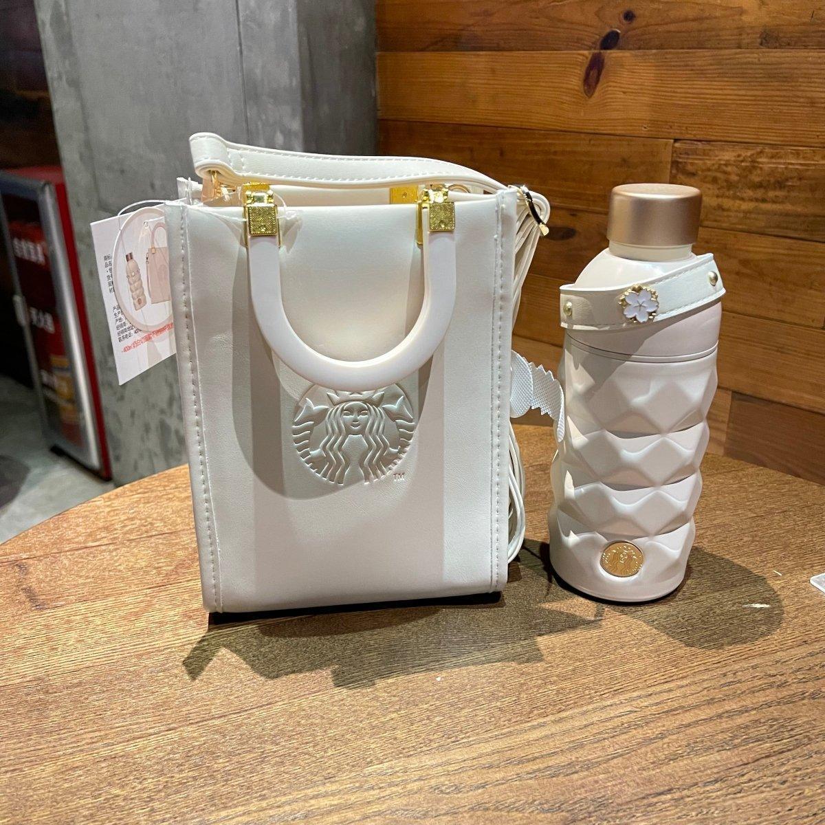 Starbucks White Set of Bag and Stainless Steel Bottle 400ml/13,53oz - Ann Ann Starbucks