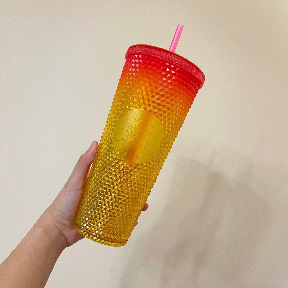 Tequila Sunset / Mango / Yellow Pink Gradient Studded Cup - Ann Ann Starbucks