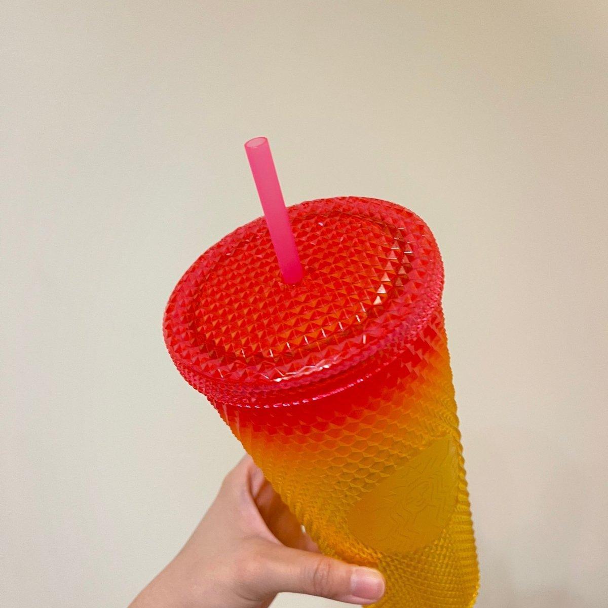 Tequila Sunset / Mango / Yellow Pink Gradient Studded Cup - Ann Ann Starbucks