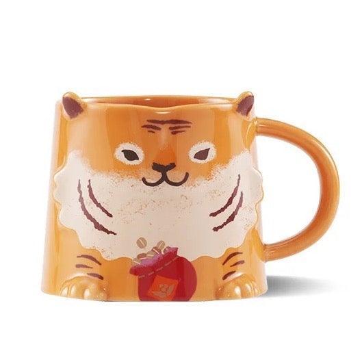 Tiger with Coffee Bean Pouch Ceramic Mug 414ml/14oz - Ann Ann Starbucks