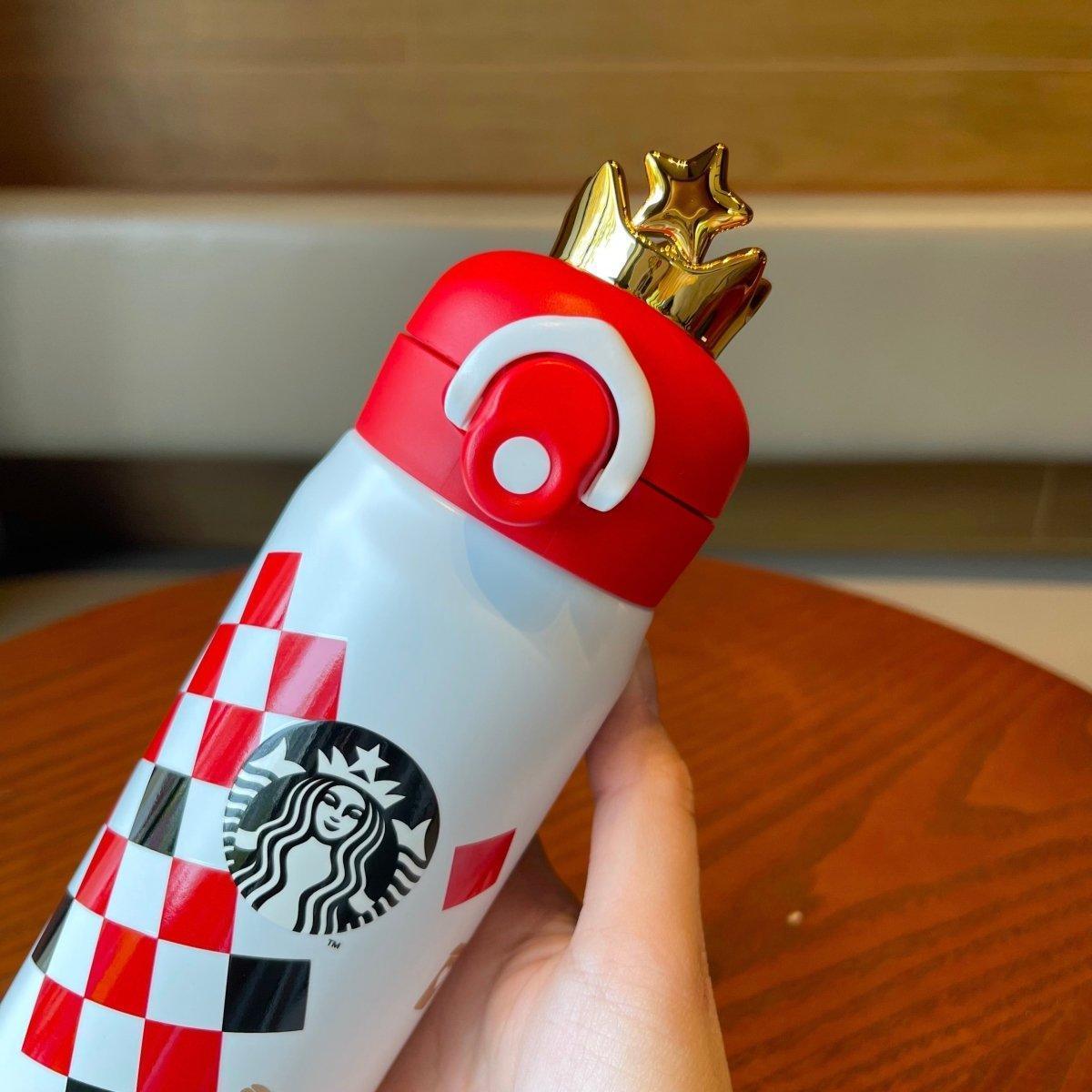 White Red Chess with Crown on Lid Stainless Steel Thermos Tumbler 350ml / 11.83oz - Ann Ann Starbucks