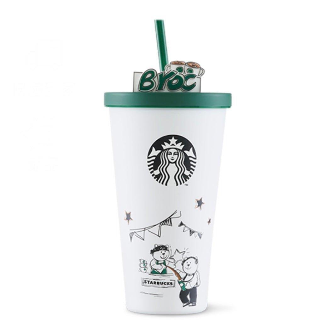 Wizard Bear Coffee Sharing 550ml/18.6oz Stainless Steel Straw Cup (Starbucks Wizard Bear 2022 Collection) - Ann Ann Starbucks