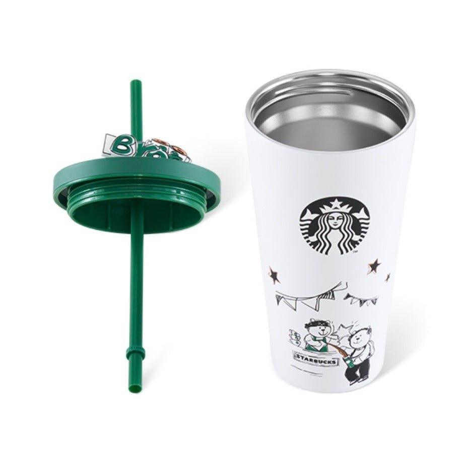 Wizard Bear Coffee Sharing 550ml/18.6oz Stainless Steel Straw Cup (Starbucks Wizard Bear 2022 Collection) - Ann Ann Starbucks