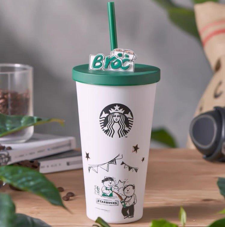 Wizard Bear Coffee Sharing 550ml/18.6oz Stainless Steel Straw Cup (Starbucks Wizard Bear 2022 Collection) - Ann Ann Starbucks